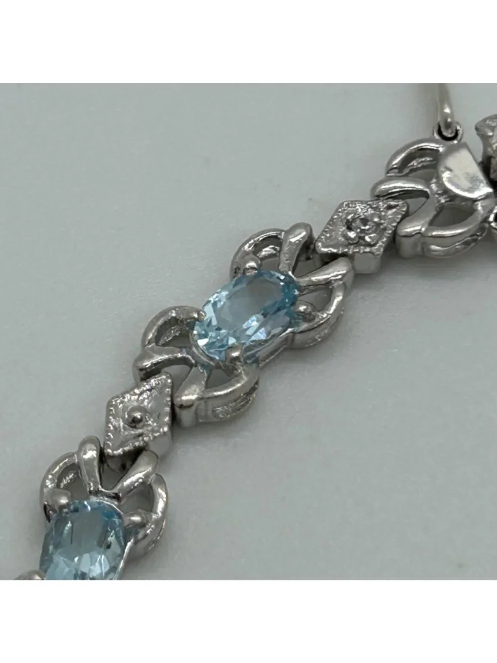 Sterling Silver Tennis Bracelet Blue Gemstones 6.5 